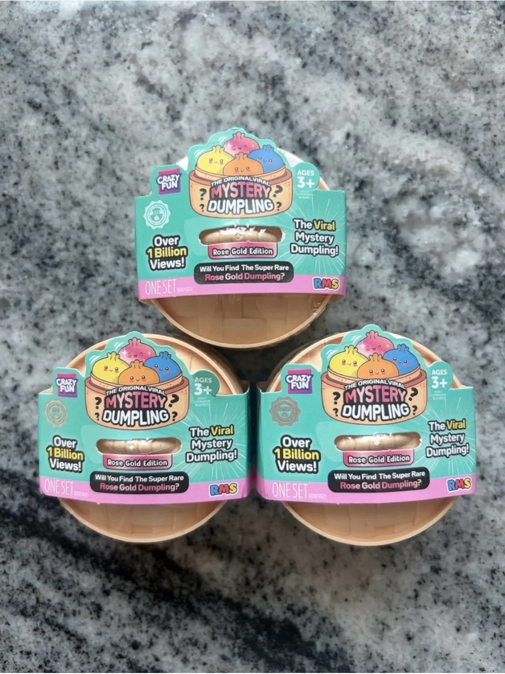 3 Mini dumpling bundle NEW Authentic RMS dumplings Squishy Fidget Toy Rose Gold